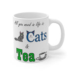 Load image into Gallery viewer, Cats &amp; Tea-11oz Ceramic Mug
